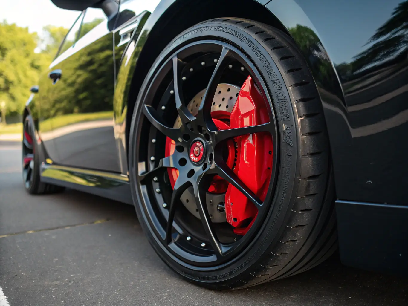 A close-up of Brembo Brake Discs on a high-performance vehicle, emphasizing their ventilated and slotted design for superior heat dissipation. The image showcases the precision engineering and metallic textures of the brake discs.